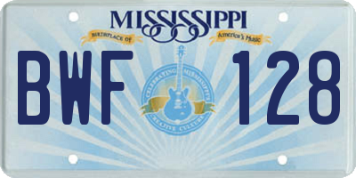 MS license plate BWF128