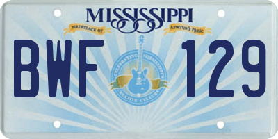 MS license plate BWF129