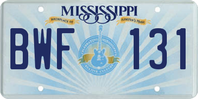 MS license plate BWF131