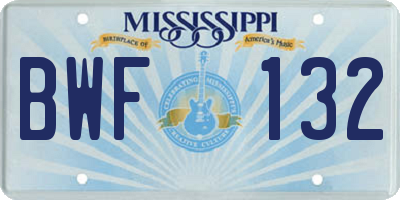 MS license plate BWF132