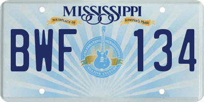 MS license plate BWF134