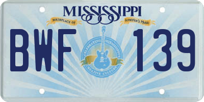 MS license plate BWF139