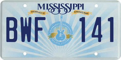 MS license plate BWF141
