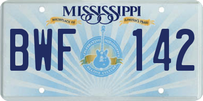 MS license plate BWF142