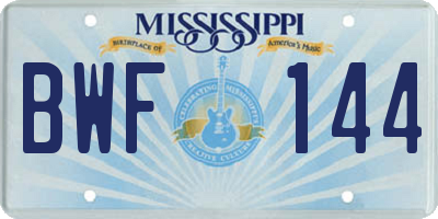 MS license plate BWF144