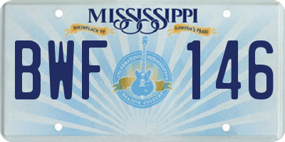 MS license plate BWF146