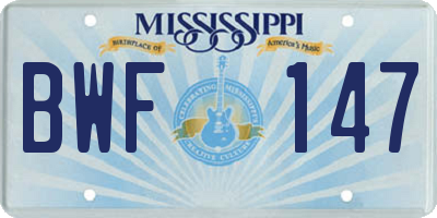 MS license plate BWF147