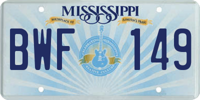 MS license plate BWF149