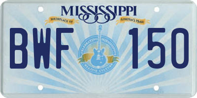 MS license plate BWF150