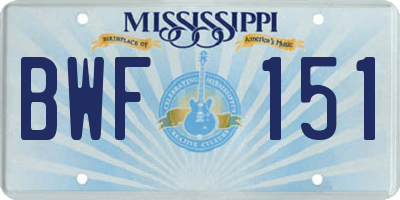 MS license plate BWF151