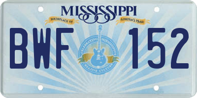 MS license plate BWF152