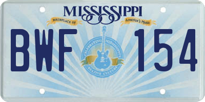 MS license plate BWF154