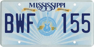 MS license plate BWF155