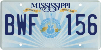 MS license plate BWF156