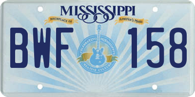 MS license plate BWF158