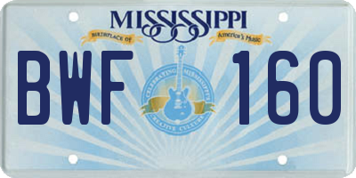 MS license plate BWF160