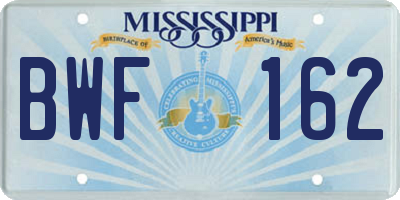 MS license plate BWF162