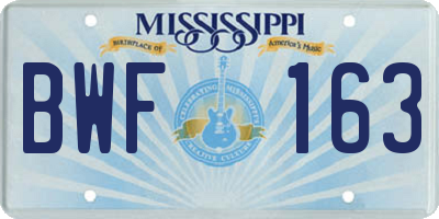 MS license plate BWF163