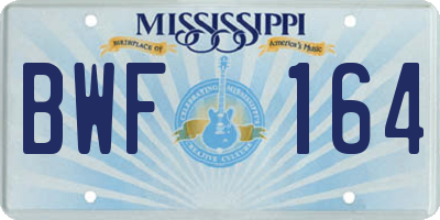 MS license plate BWF164