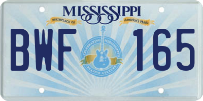 MS license plate BWF165