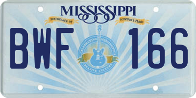 MS license plate BWF166