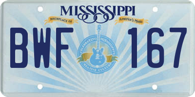 MS license plate BWF167