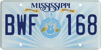 MS license plate BWF168