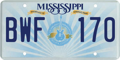 MS license plate BWF170
