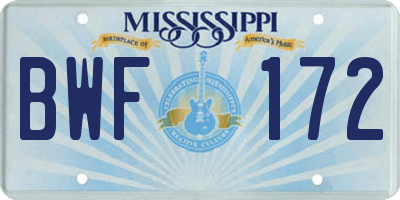 MS license plate BWF172