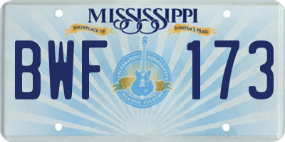 MS license plate BWF173