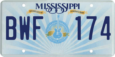 MS license plate BWF174