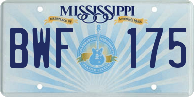 MS license plate BWF175