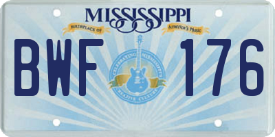 MS license plate BWF176