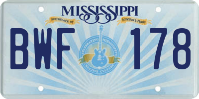 MS license plate BWF178