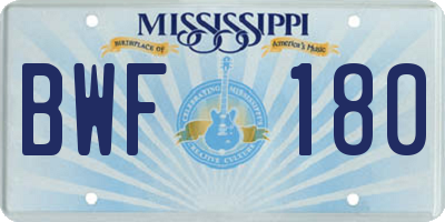 MS license plate BWF180