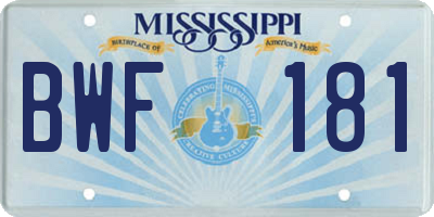 MS license plate BWF181