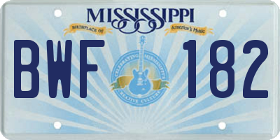MS license plate BWF182