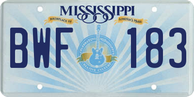 MS license plate BWF183