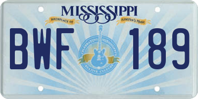 MS license plate BWF189