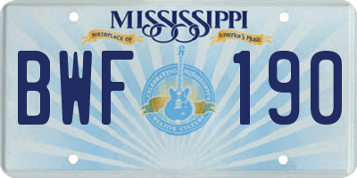 MS license plate BWF190