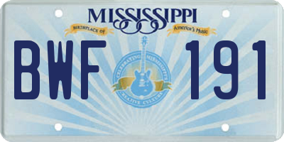MS license plate BWF191
