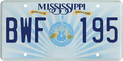 MS license plate BWF195