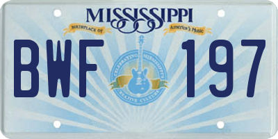 MS license plate BWF197