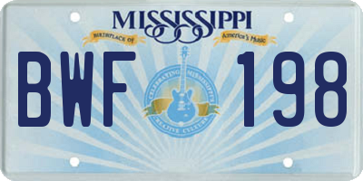 MS license plate BWF198
