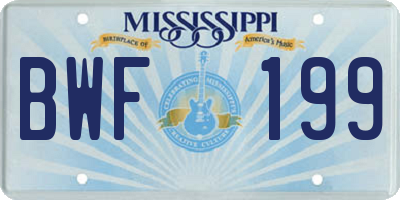 MS license plate BWF199