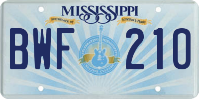 MS license plate BWF210