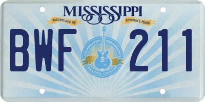 MS license plate BWF211