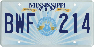 MS license plate BWF214