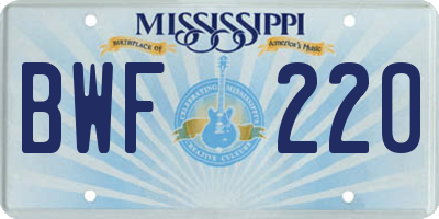 MS license plate BWF220