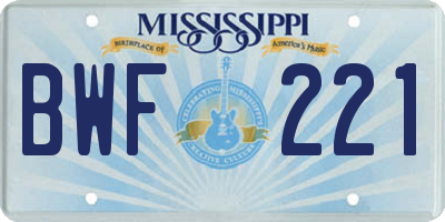 MS license plate BWF221